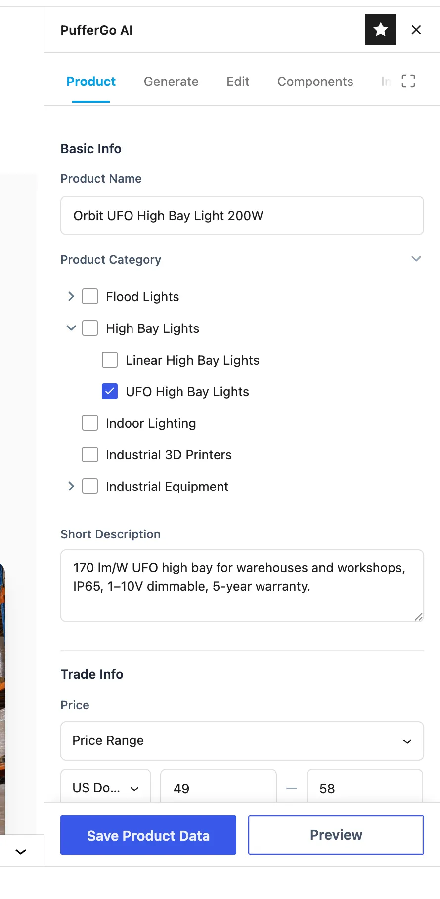 产品编辑器 Basic Info 里给产品勾选分类